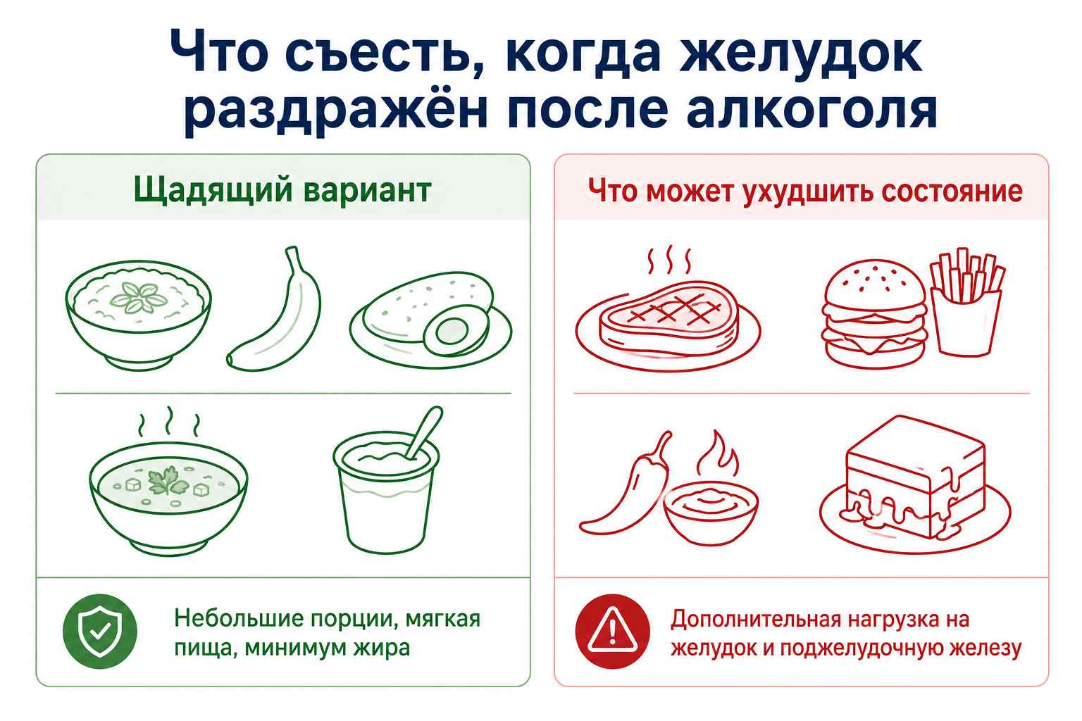 Что съесть после алкоголя: щадящая пища и продукты, которые могут ухудшить состояние желудка